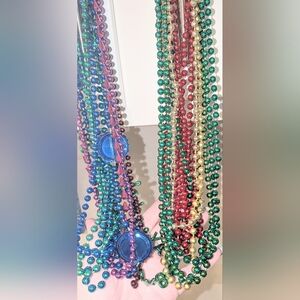 19 Assorted Colored, Beaded Necklaces-St. Patrick's Day/Bud Light/Mardi Gras
